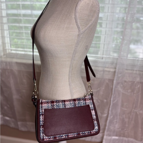 Kate Spade Stylish Plaid Shoulder Bag - Burgundy and White - Picture 5 of 15